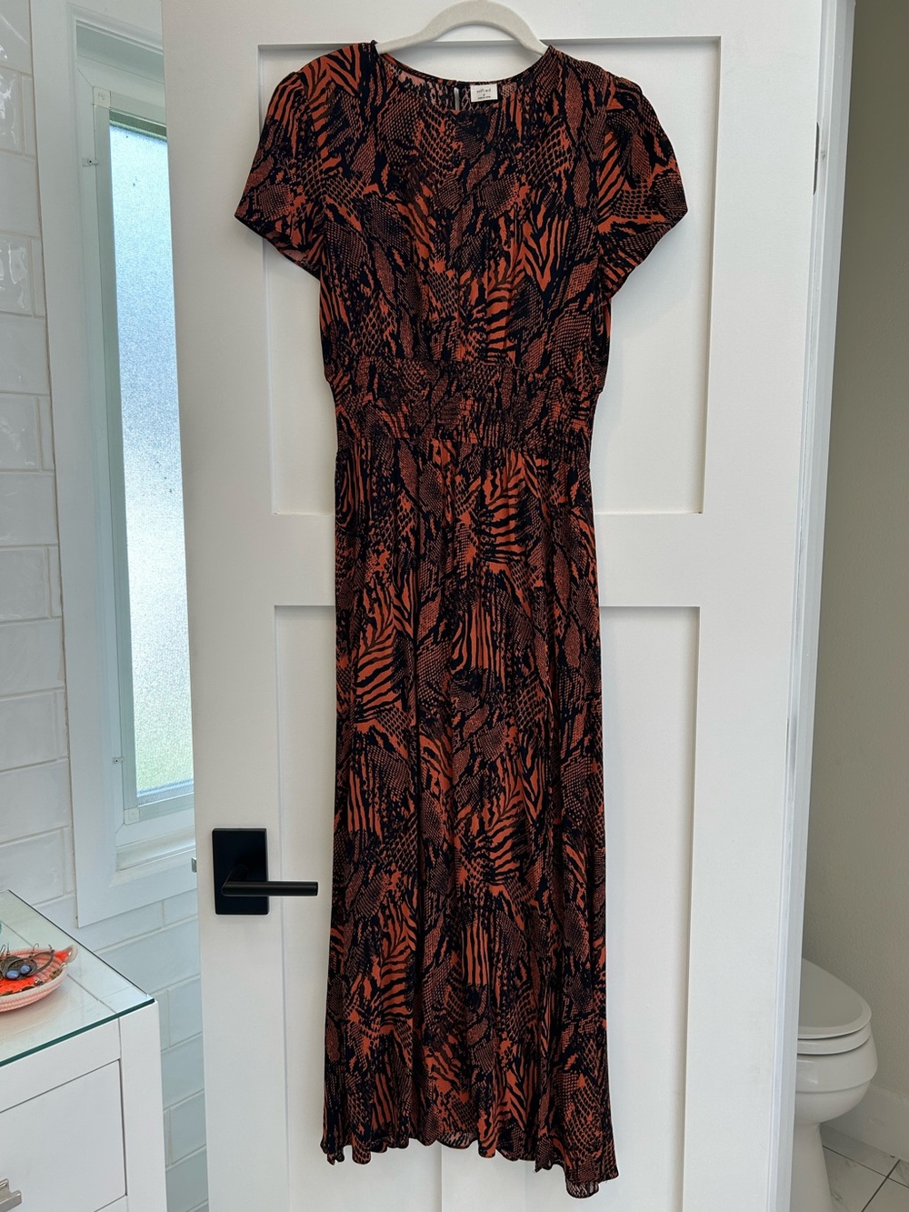 Wilfred Orange and Black Printed Maxi Dress - M